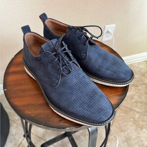 Ecco Men's Navy Blue Suede Perforated Derbys